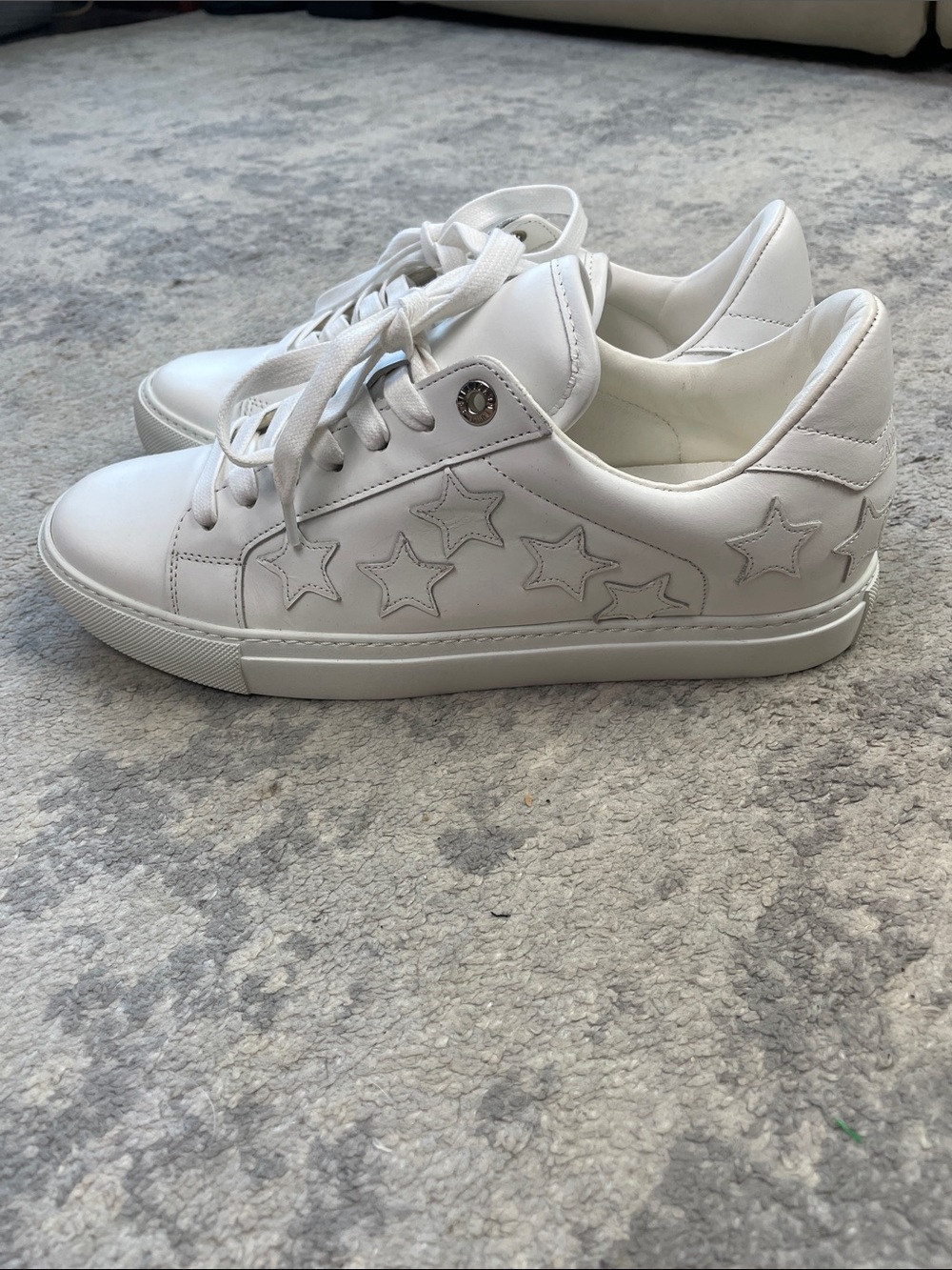 New Zadig & Voltaire Star Smooth Leather Low Top Sneakers White Sz 41 - Picture 3 of 11